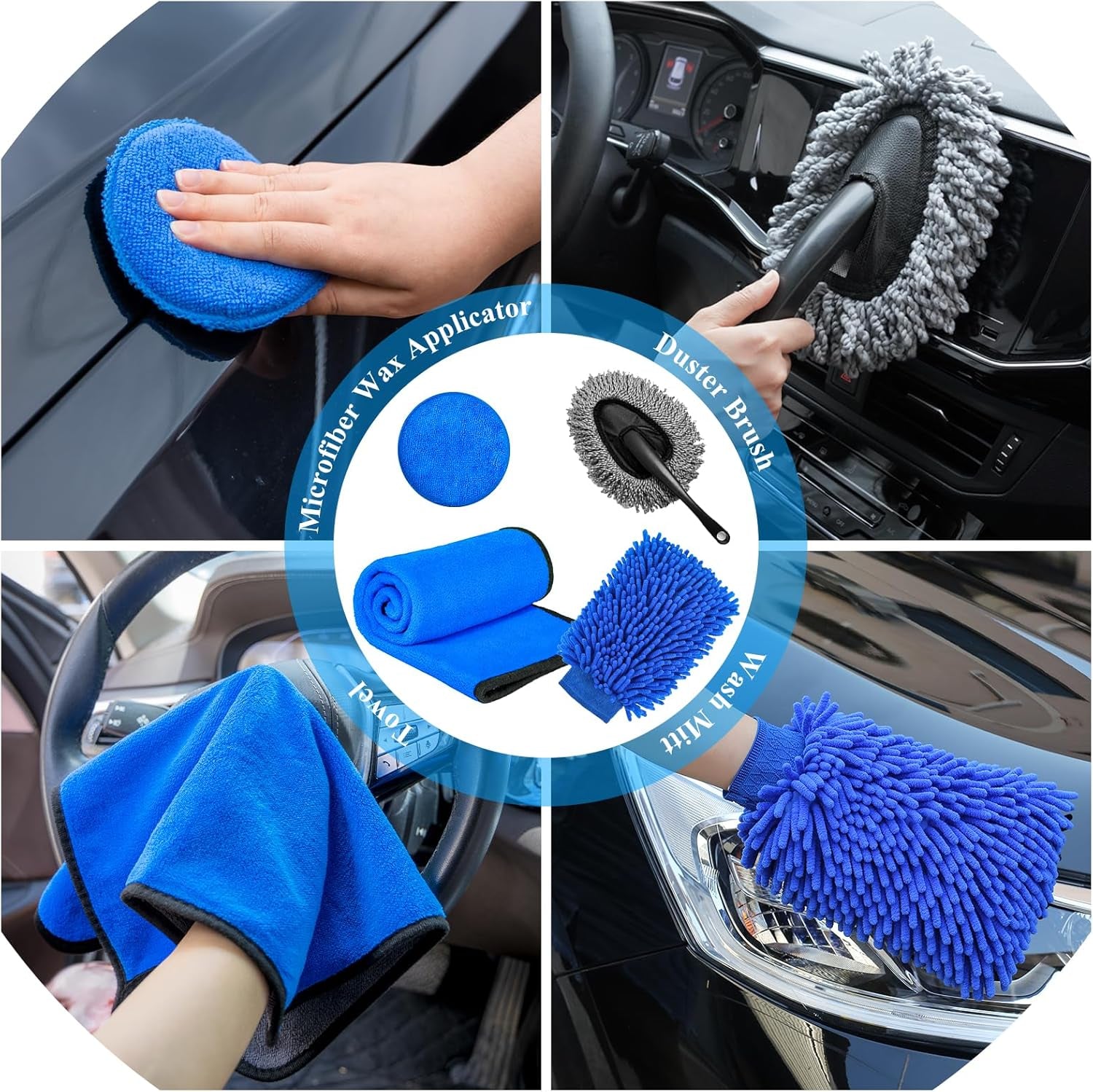 37Pcs Car Detailing Brush Set, Car Detailing Kit, Auto Detailing Drill Brush Set, Car Detailing Brushes, Car Wash Cleaning Tools Kit with Car Vacuum for Interior, Exterior, Wheels, Blue