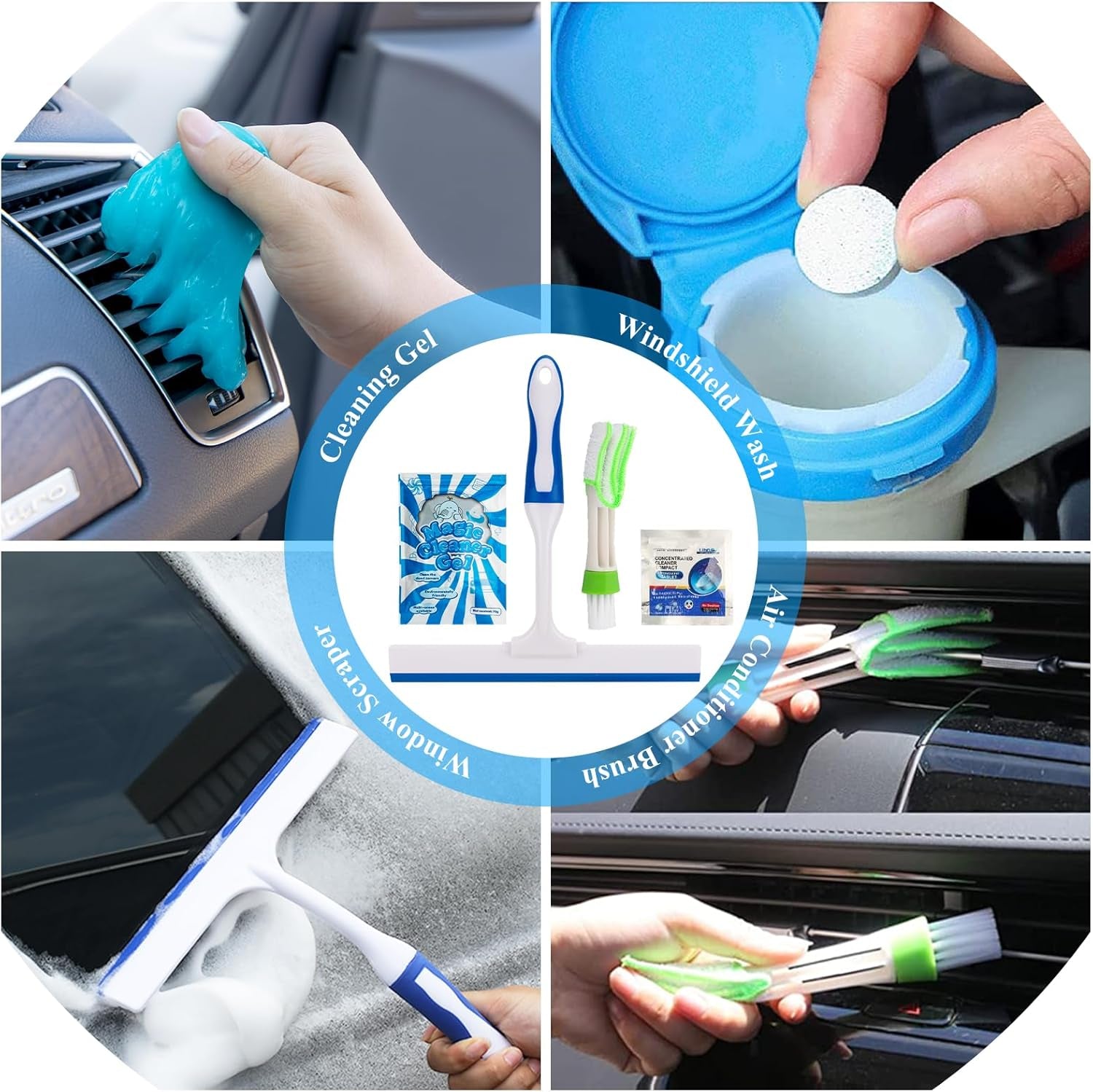 37Pcs Car Detailing Brush Set, Car Detailing Kit, Auto Detailing Drill Brush Set, Car Detailing Brushes, Car Wash Cleaning Tools Kit with Car Vacuum for Interior, Exterior, Wheels, Blue