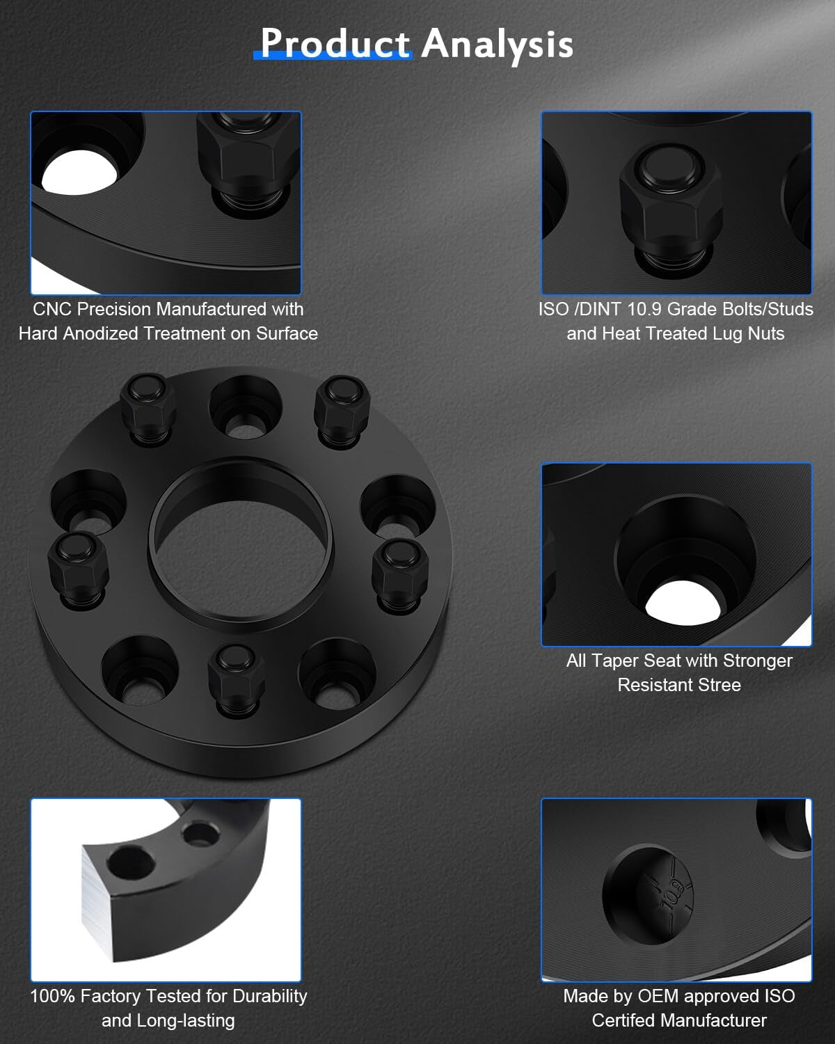 4PCS 5 Lug Hubcentric Wheel Spacers 1.25 Inch 5X5 to 5X5 5X127Mm Fits for 07-15 for Jeep Wrangler (JK)| 06-10 for Jeep Grand Cherokee| 06-10 for Jeep Commander