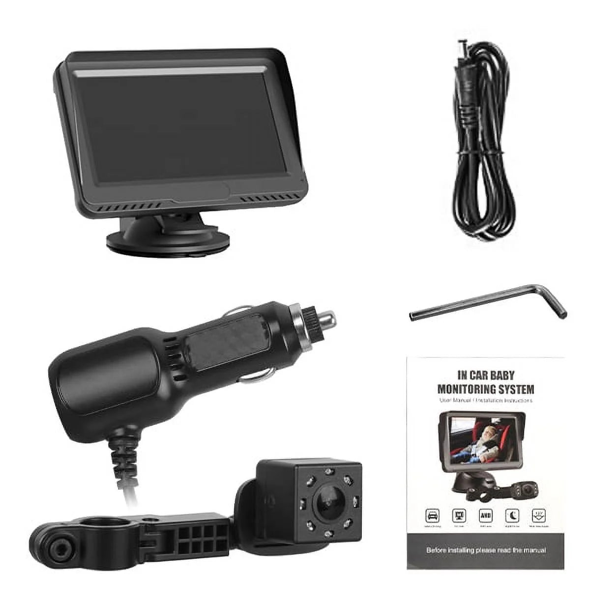 Baby Car Back Seat Camera, 4.3" HD Monitor Screen, Night Vision Baby Car Mirror