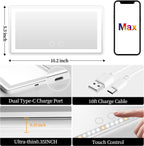 Car Sun Visor Vanity Mirror with Lights, Rechargeable Car Makeup Mirror Accessories, Birthday Gifts for Women Girl, 3 Light Modes, Dimmable Touch Led Screen, Universal for Car Truck