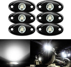 6 Pods LED Rock Lights,  Waterproof LED Neon Underglow Light for Car Truck ATV UTV SUV Offroad Boat Underbody Glow Trail Rig Lamp (White)