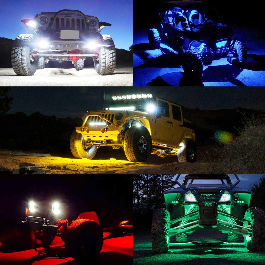 6 Pods LED Rock Lights,  Waterproof LED Neon Underglow Light for Car Truck ATV UTV SUV Offroad Boat Underbody Glow Trail Rig Lamp (White)