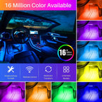 18 in 1 Dual Zone Symphony Streamer Car Ambient Light Interior LED Full Color RGB Neon Acrylic Strip Atmosphere Lighting Kit App