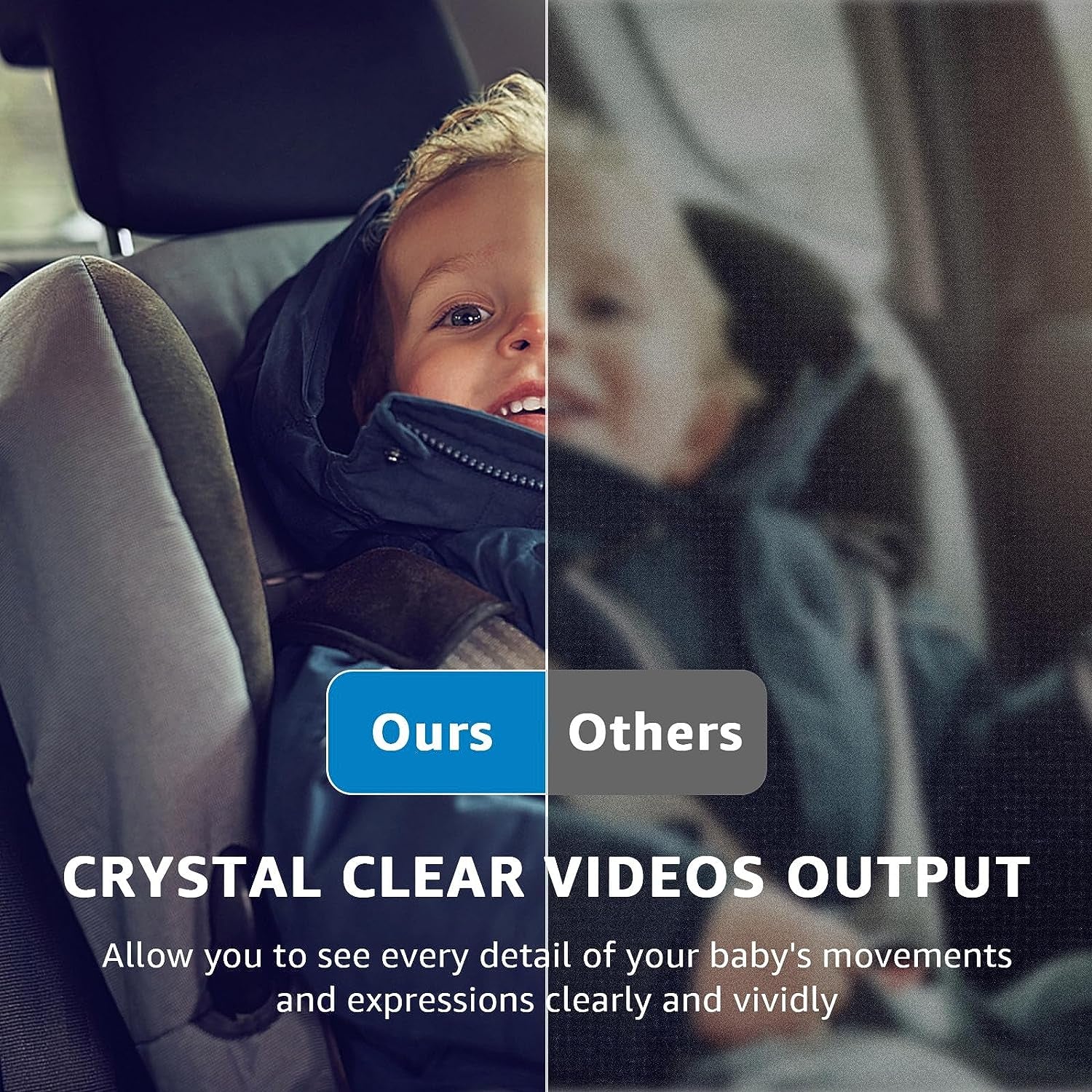 Baby Car Camera, HD Display Baby Car Mirror with Night Vision Feature, 4.3 Inch
