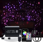 Car Home 16W Fiber Optic Lights Star Ceiling Light Kit App+Music Control Effect, RGBW Sound Sensor Light Source with 28Key RF Musical Remote with Mixed Fiber Cable 335Pcs（0.75+1+1.5Mm）13.1Ft/4M