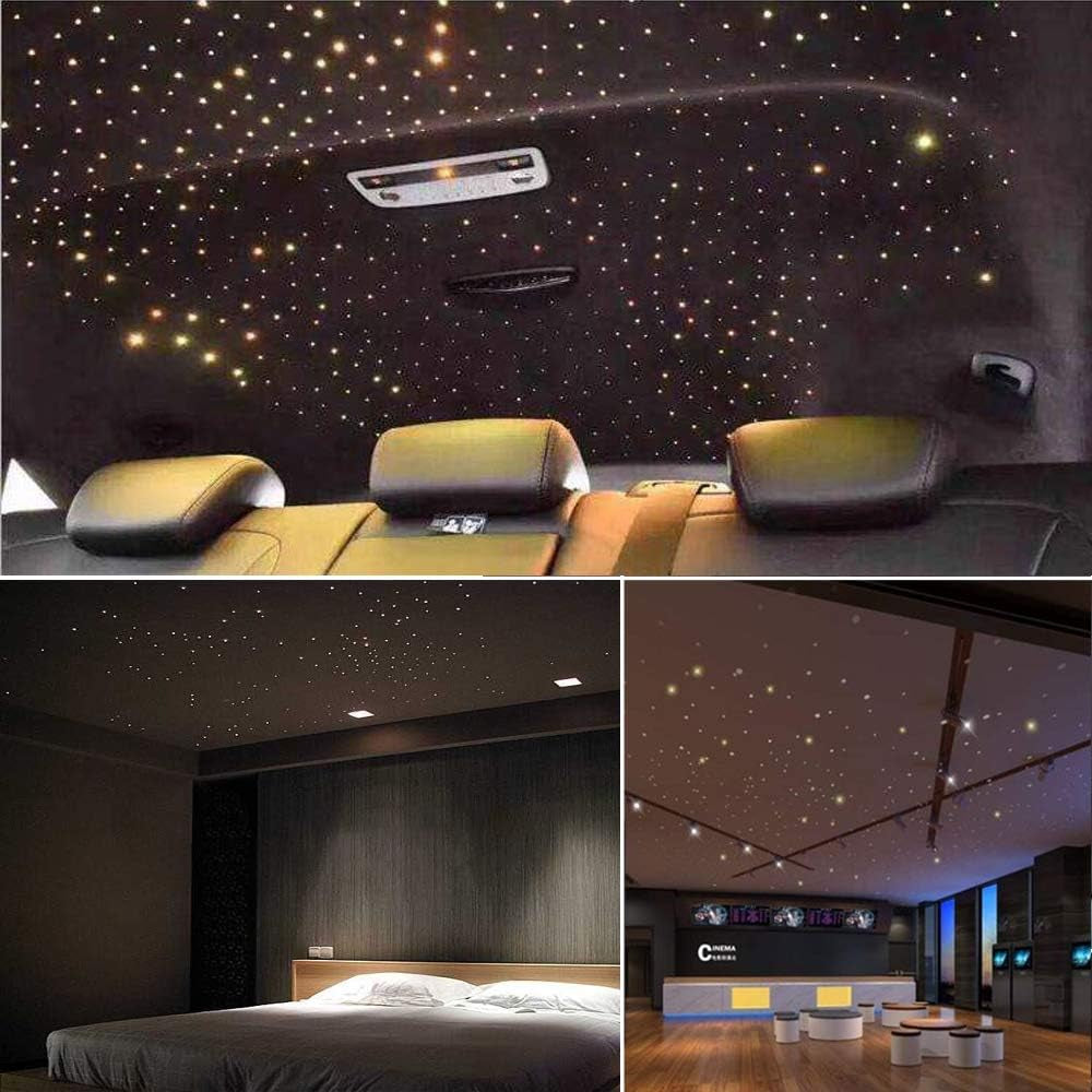 Car Home 16W Fiber Optic Lights Star Ceiling Light Kit App+Music Control Effect, RGBW Sound Sensor Light Source with 28Key RF Musical Remote with Mixed Fiber Cable 335Pcs（0.75+1+1.5Mm）13.1Ft/4M
