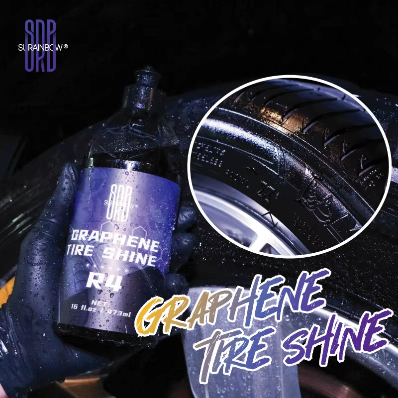 Graphene Tire Shine Spray Coating, Oil-Based Tire Dressing, Long Lasting Deep Black Shine, UV Protection & Dirt Repellent, 473Ml