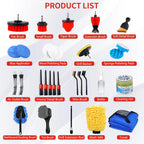 30Pcs Car Detailing Kit with Drill Brush, Interior & Exterior Cleaning, Polishing & Waxing Tools (30Pcs)