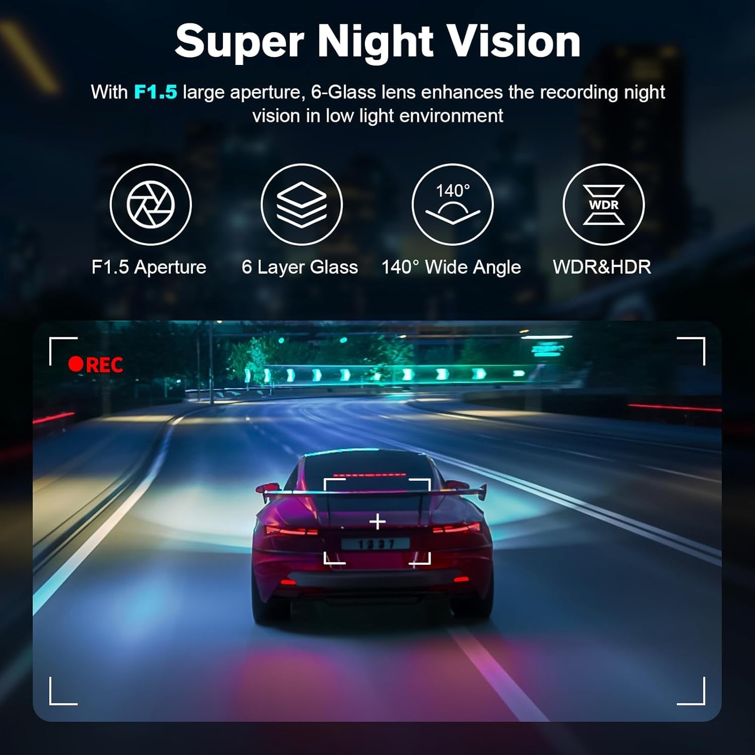 Dash Cam Front- 1080P FHD Front Dash Camera for Cars with APP Free 32GB Card|Night Vision|Loop Recording|G-Sensor|Wdr|24H Parking Monitor|Type C