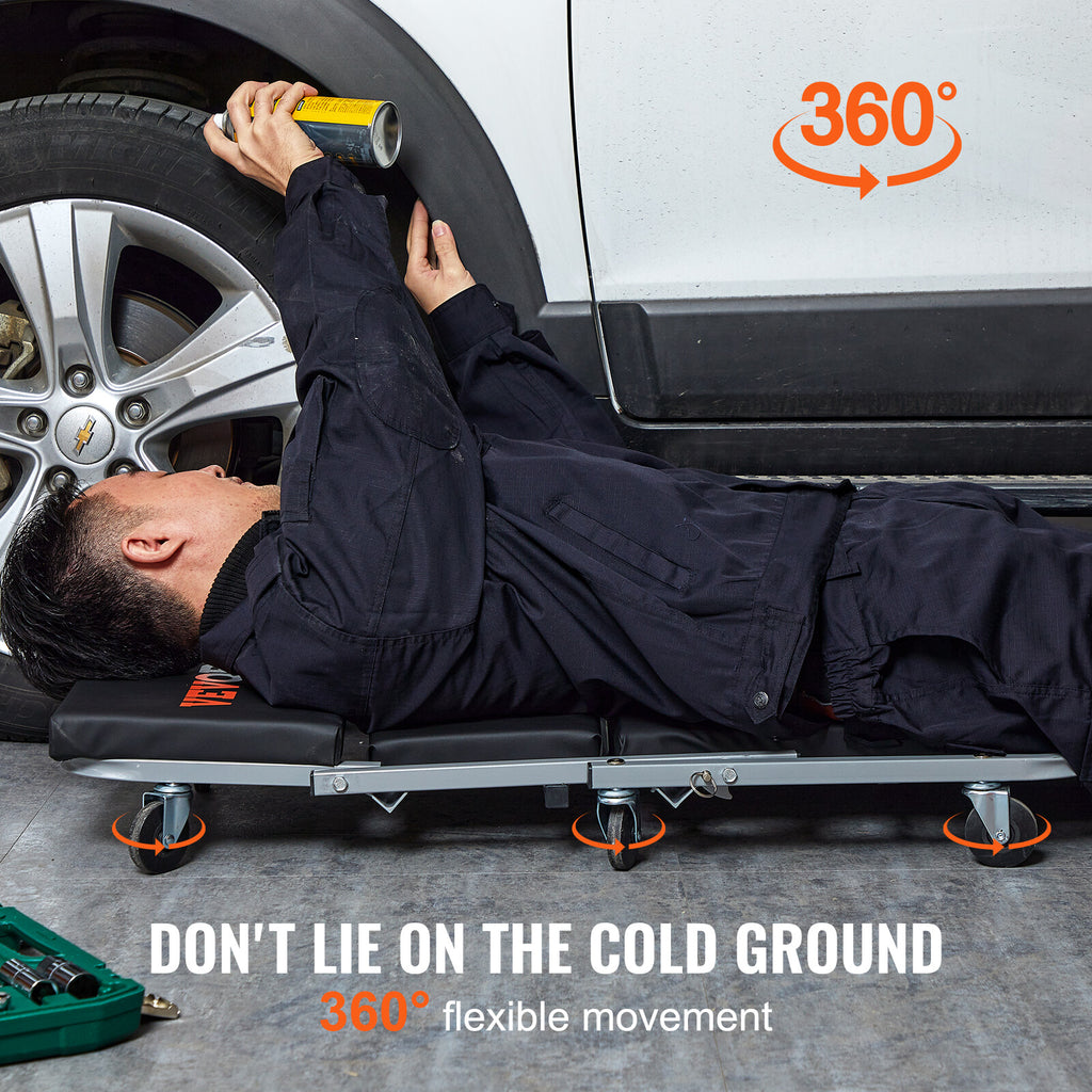 Mechanic Creeper 36''300Lbs 2 in 1 Folding Rolling Garage Stool Shop Chair