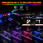 18 in 1 Dual Zone Symphony Streamer Car Ambient Light Interior LED Full Color RGB Neon Acrylic Strip Atmosphere Lighting Kit App