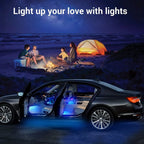 18 in 1 Dual Zone Symphony Streamer Car Ambient Light Interior LED Full Color RGB Neon Acrylic Strip Atmosphere Lighting Kit App