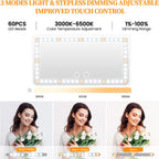 Car Sun Visor Vanity Mirror with Lights, Rechargeable Car Makeup Mirror Accessories, Birthday Gifts for Women Girl, 3 Light Modes, Dimmable Touch Led Screen, Universal for Car Truck