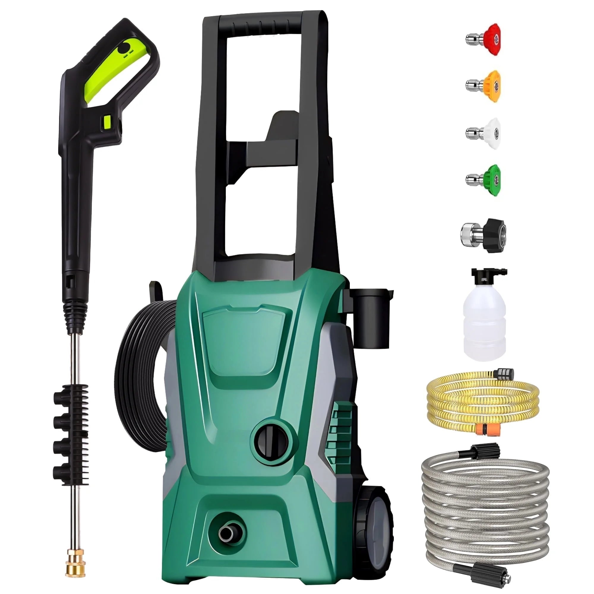 Electric Pressure Washer with 32 Ft Hose, 2030 PSI Max 2.4 GPM 220V with Foam Cannon 4 Nozzles for Cleaning Cars Patios Driveways Fences Pools