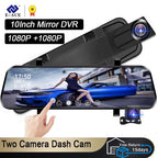 10 Inch Car DVR Car Touch Screen Video Recorder Dual 1080P Rearview Mirror Front and Rear HD Night Vision Camera Mirror