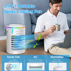 Portable Air Conditioner Mini Air Cooler USB Air Conditioning Fan 600Ml Ice Water Air Cooling Fan with Humidifier for Bedroom