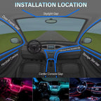 Neon Car LED Interior Lights RGB Ambient Light Fiber Optic Kit with APP Wireless Control LED Auto Atmosphere Decorative Lamp