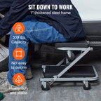 Mechanic Creeper 36''300Lbs 2 in 1 Folding Rolling Garage Stool Shop Chair