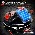 Cordless Car Buffer Polisher Kit W/ 2X2000Mah 21V Batteries, 6 Inch Car Buffer Waxer Kit W/ 6 Variable Speed & Extra 10 PCS Attachments, Polisher for Car Detailing,Boat Sanding,Scratch Removing