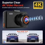 4K Wifi Dash Cam for Cars Front and Rear Dual Lens Auto Dashcam Time-Lapse Video Built-In Wifi Support 24H Parking Monitor