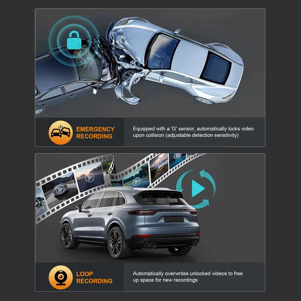 4K Wifi Dash Cam for Cars Front and Rear Dual Lens Auto Dashcam Time-Lapse Video Built-In Wifi Support 24H Parking Monitor