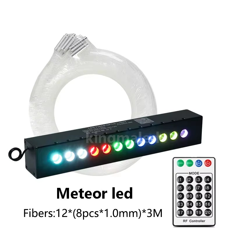 9W 12 Leds Shooting Stars Sky APP RGBW Fiber Optic Lights with Fiber Optic Star Ceiling Car Roof Meteor Effect Light Engine Kit