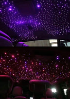 16W Car Home Use Fiber Optic Lights Star Ceiling Light Kit APP + Music Control, RGBW Sound Sensor Light Source with 28Key RF Musical Remote with Mixed Fiber Cable 295Pcs（0.75+1+1.5Mm）9.8Ft/3M