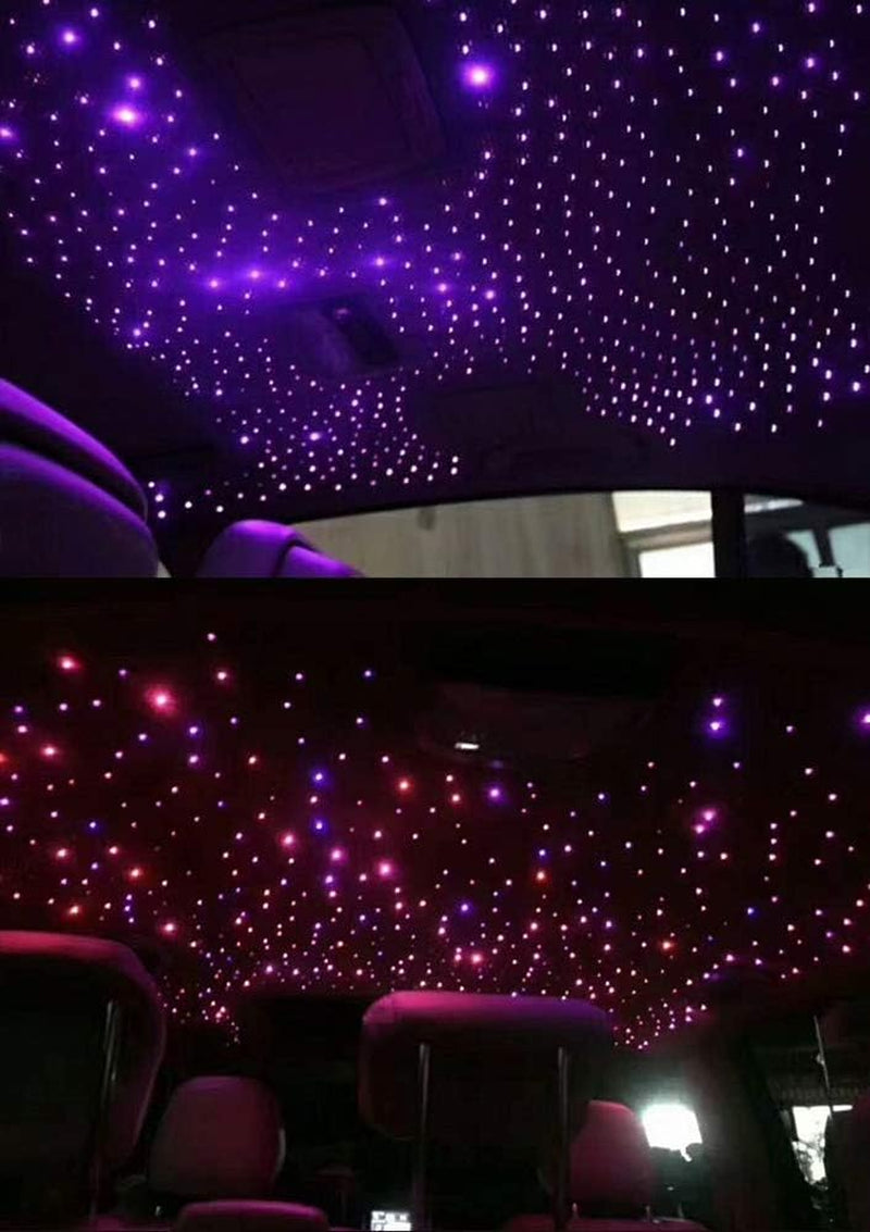 16W Car Home Use Fiber Optic Lights Star Ceiling Light Kit APP + Music Control, RGBW Sound Sensor Light Source with 28Key RF Musical Remote with Mixed Fiber Cable 295Pcs（0.75+1+1.5Mm）9.8Ft/3M