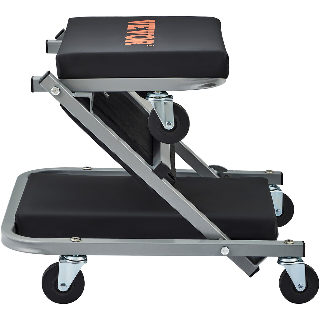 Mechanic Creeper 36''300Lbs 2 in 1 Folding Rolling Garage Stool Shop Chair