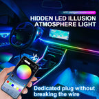18 in 1 Dual Zone Symphony Streamer Car Ambient Light Interior LED Full Color RGB Neon Acrylic Strip Atmosphere Lighting Kit App