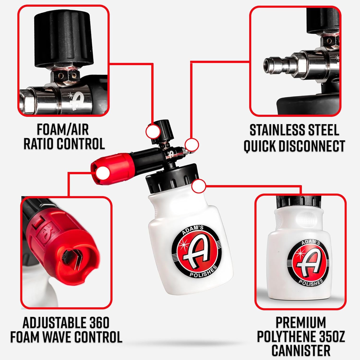 Premium Foam Cannon - Soap Sprayer for Car Wash | Sprayer Cannister for Pressure Washer 1/4" Quick Disconnect