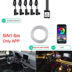 Neon Car LED Interior Lights RGB Ambient Light Fiber Optic Kit with APP Wireless Control LED Auto Atmosphere Decorative Lamp