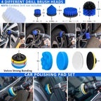 37Pcs Car Detailing Brush Set, Car Detailing Kit, Auto Detailing Drill Brush Set, Car Detailing Brushes, Car Wash Cleaning Tools Kit with Car Vacuum for Interior, Exterior, Wheels, Blue
