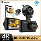 4K Wifi Dash Cam for Cars Front and Rear Dual Lens Auto Dashcam Time-Lapse Video Built-In Wifi Support 24H Parking Monitor